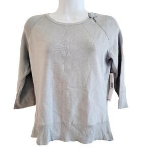 Kate Hill Cut Out Neck 3/4 Sleeve Sweater